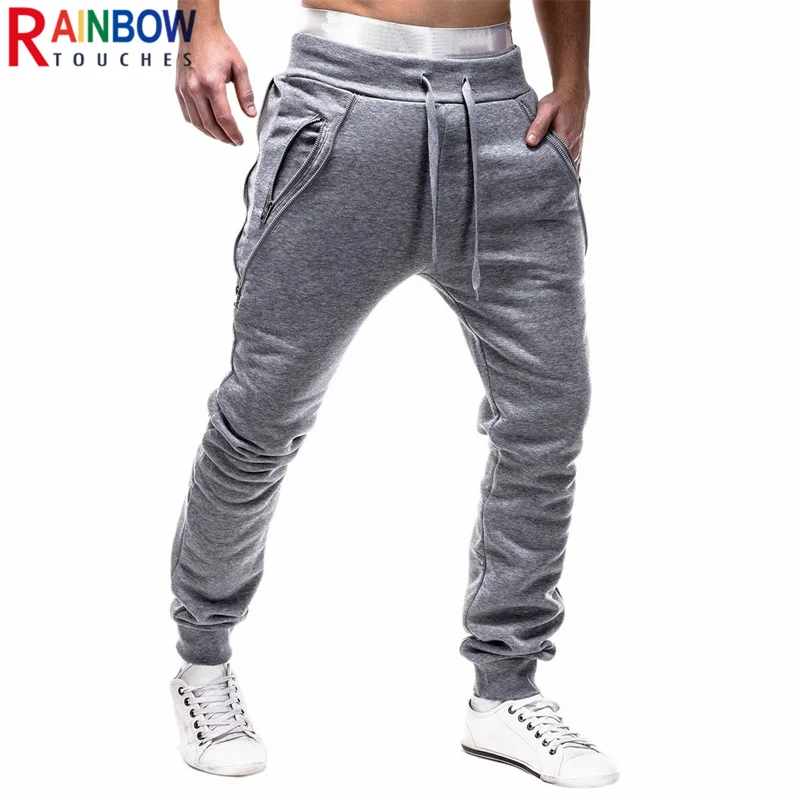 Rainbowtouches Men Casual Joggers Pants Solid Cargo Sweatpants Male Zip-pocket Trousers New Mens Sportswear Hip Hop Pencil Pants