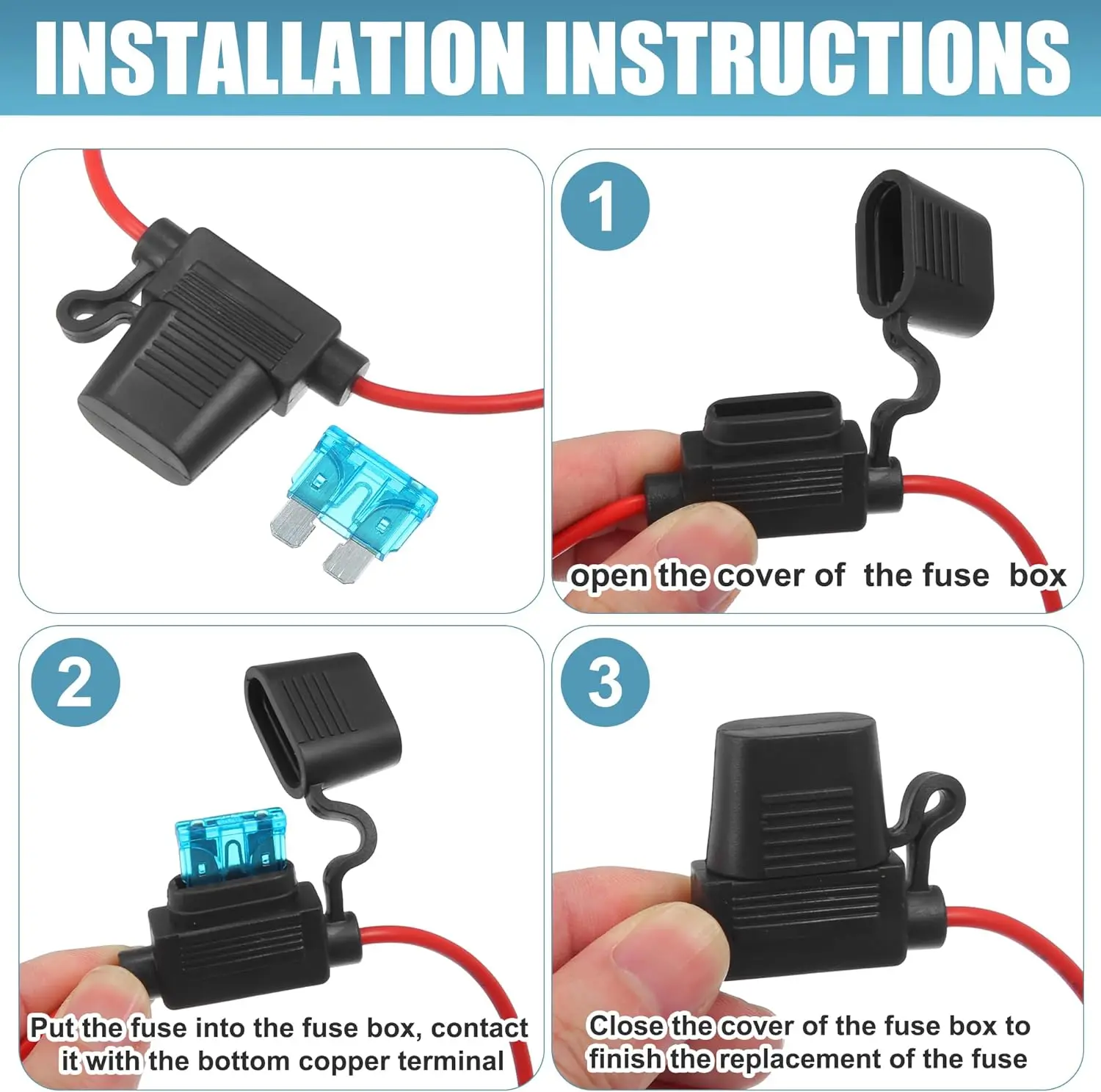 Car Inline Fuse Holder 18AWG Wiring Harness 15AMP Mini Blade Adapter for 12V Wire Cutoff Switch Socket Damp Proof Splash 1/10pcs fuse holder