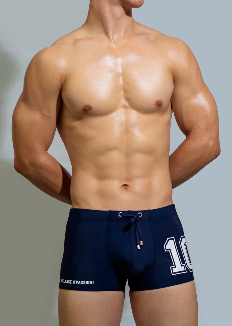 Men's Underwear Men's Swimming Trunks Low Waist Sexy Boxers Letter Print Surf Beach Swimming Youth Sports