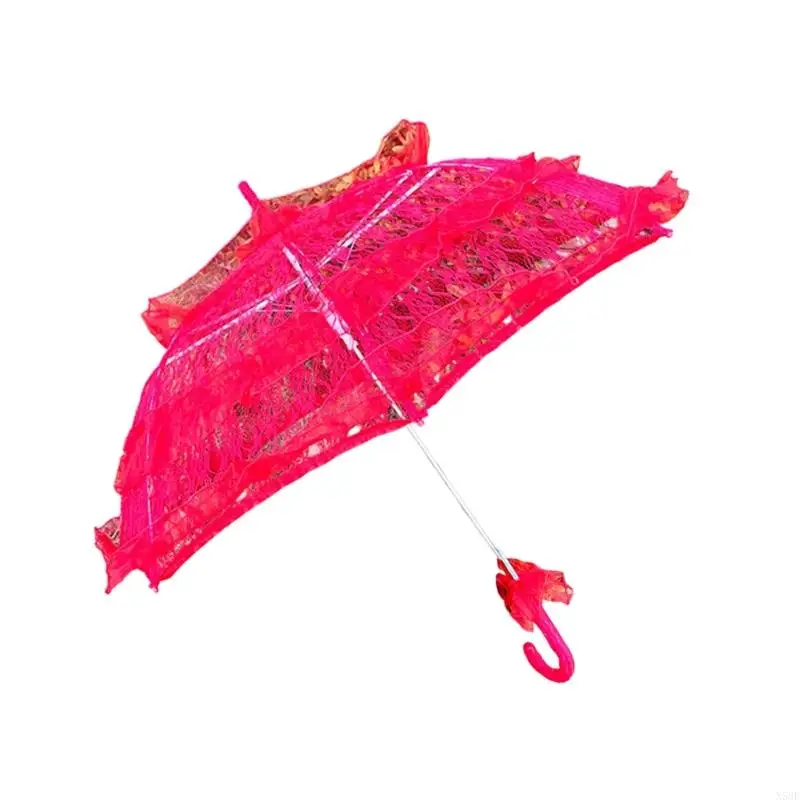 N58F Delicate Lace Parasol For Wedding Decoration And Kids Gift Cosplay Accessories Lace Umbrella Bridal Photography Props