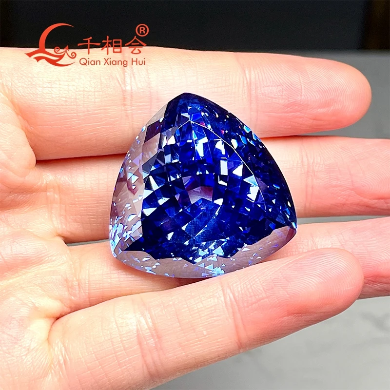 

35*35mm 270ct tanzanite color trillion shape big size cubic zirconia stone cz gem stone