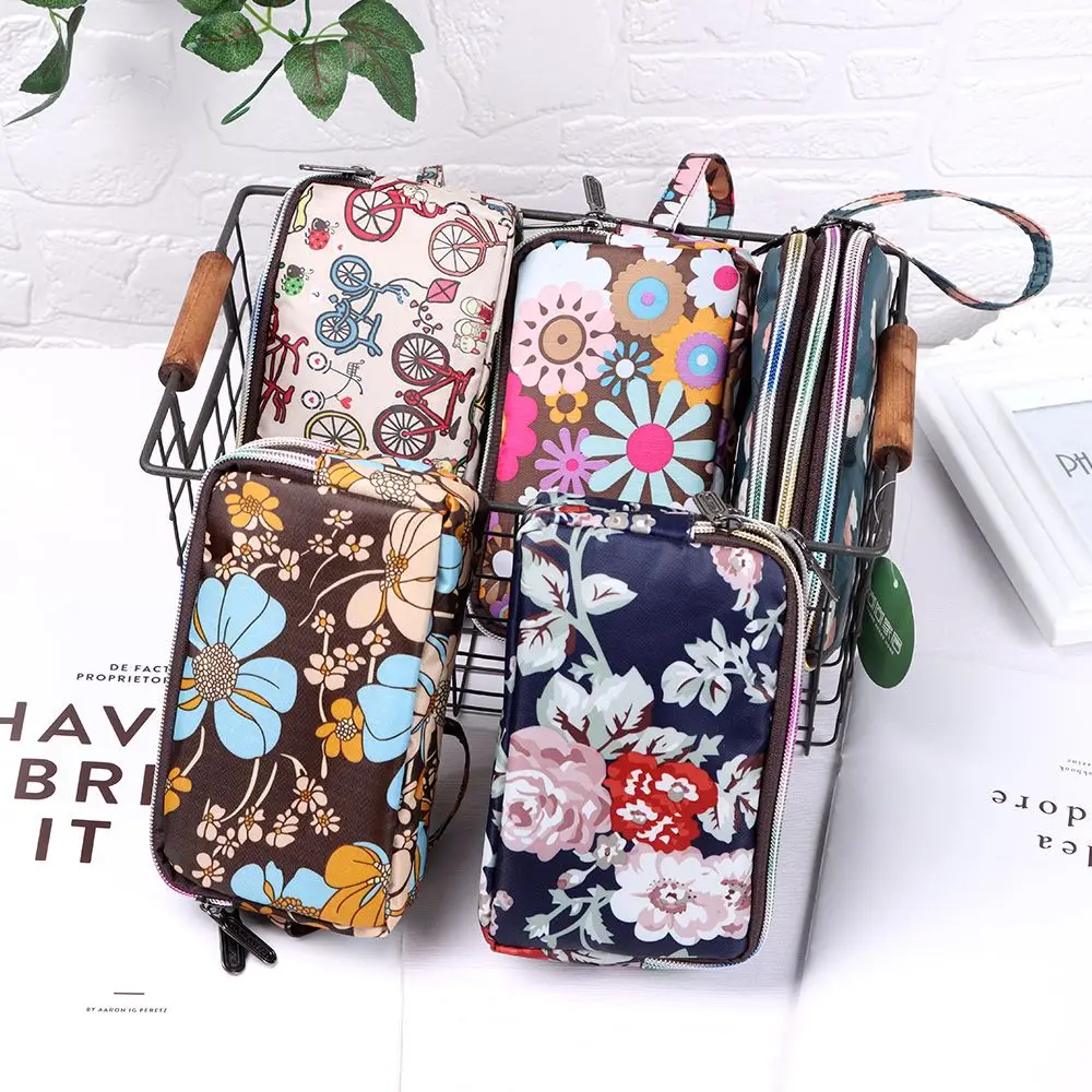 1PC Print Canvas Three-layer Long Wallet Larger Capacity Coin Purse Portable Waterproof Female Handbag Print Canvas Bag 3