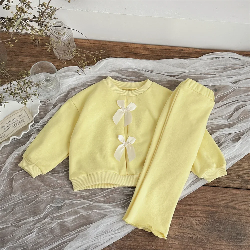 thumbnail image 1 of Spring and Autumn Baby Clothing Set 0-3Y Cute Bow Hoodie and Pants 2Pcs Girls Suit Toddler Casual Pullover Outfit, 1 of 6