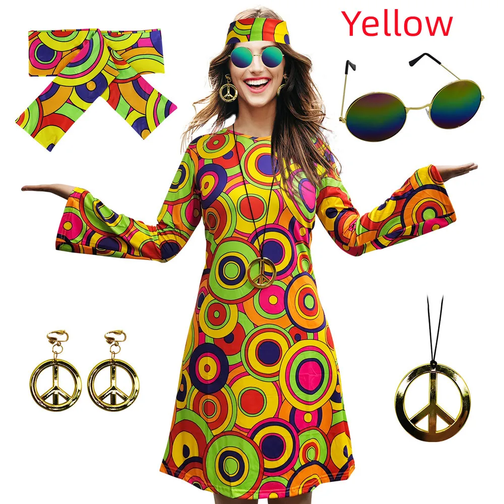 Kit accessori da hippie retrò per adulto: Accessori,e vestiti di