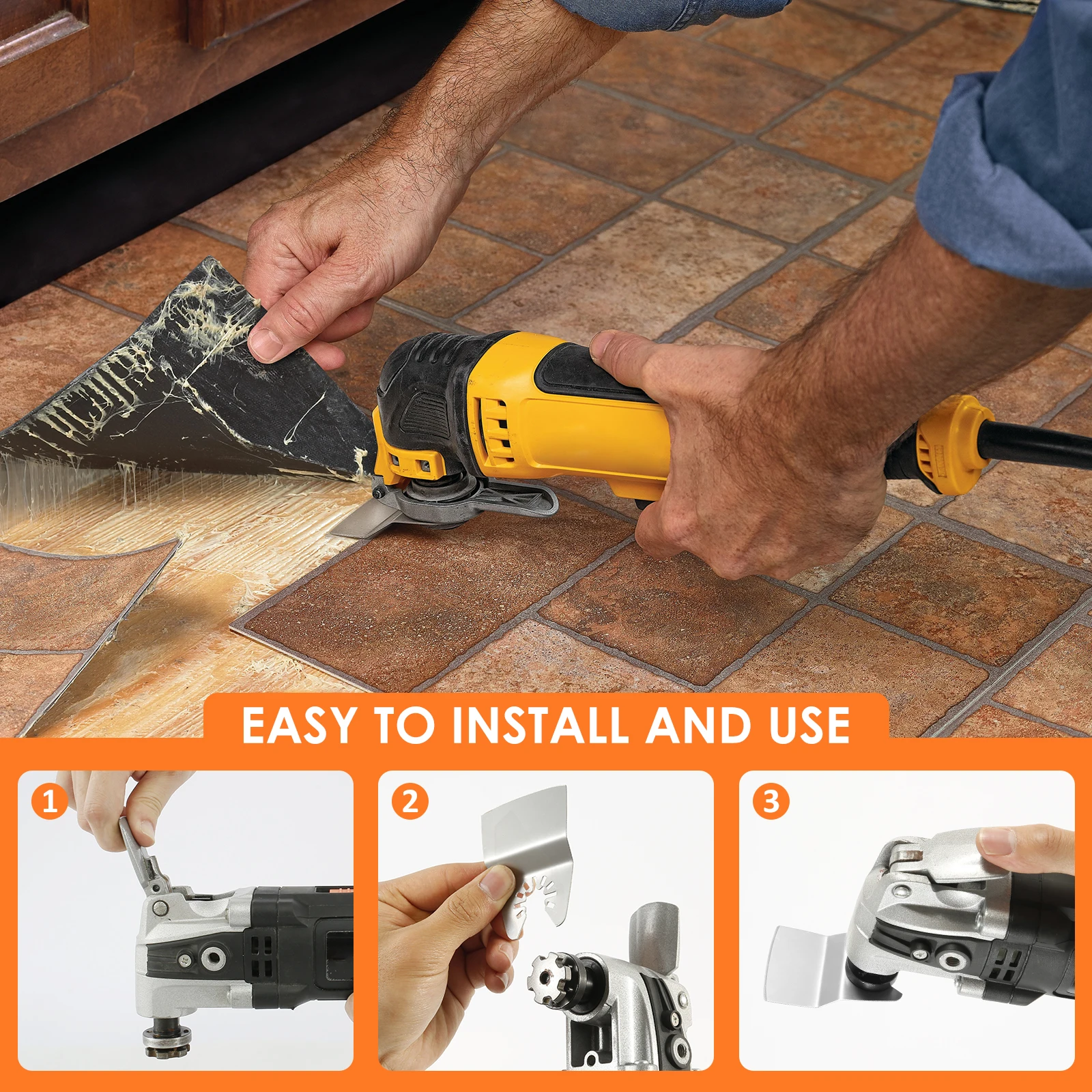 8/33Pcs Oscillating Saw Blade Set Universal Titanium Bimetal Oscillating Multitool Blades with 3 Adapters for Cutting Metal Wood