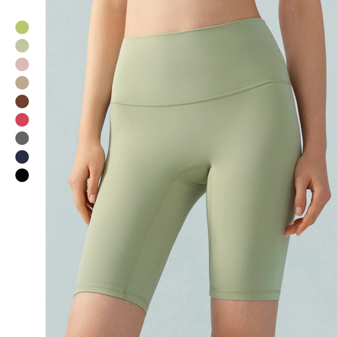 

Шорты женские спортивные телесного цвета из лайкры, облегающая верхняя одежда для фитнеса и занятий йогой, штаны с завышенной талией для бедер, весна-лето