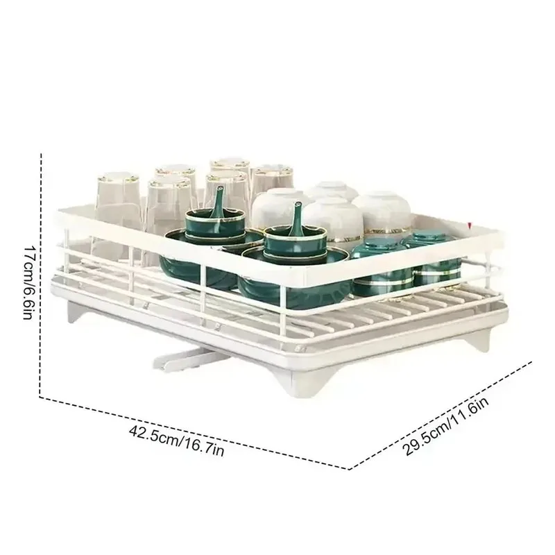 Kitchen plate storage box adjustable tableware storage rack tableware drying rack drainboard for above sink countertop 2025 storage box