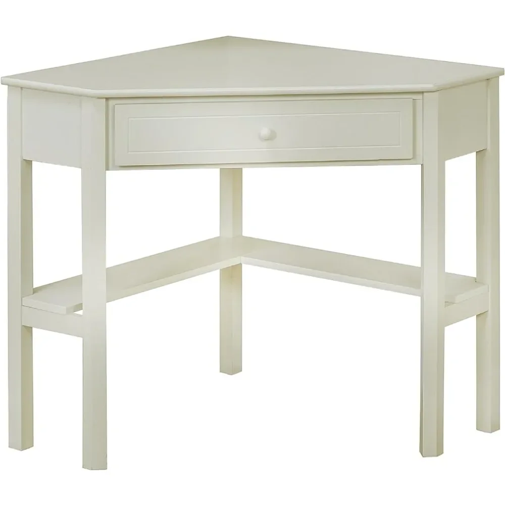 

With One Drawer and One Storage Shelf Luxury Console Table for Entry Antique White Finish Freight Free Desk Entrance Hall Table