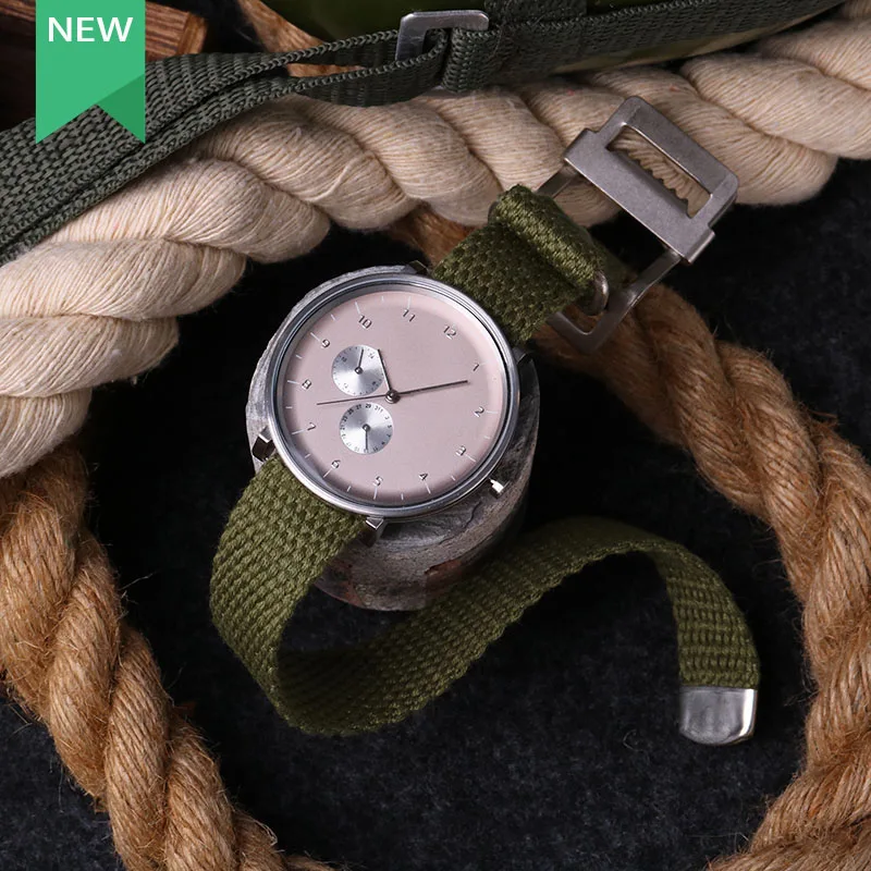 New Design Watch Strap 20mm 22mm Canvas Watch Band Texture Wristband Green Khaki Replacement Strap For Man Watch Gift