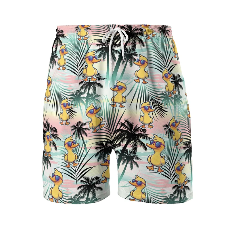 

Quacking Duck Graphic Beach Shorts Hawaiian Harajuku Fashion Animal Short Pants For Men Clothes Drawstring Trunks Quacker Tops