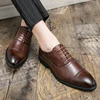 Men Retro Formal Shoes PU Luxury Business Oversized Party Office Business Block Shoes Red Sole Black Brown Size 38-48 Men Shoes 5