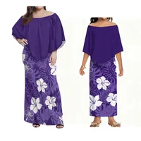 Polynesian Samoan Island Women'S Cape Dress Plus-Size Holiday Party Evening Dress, Mother-Daughter Dress Girl Dress