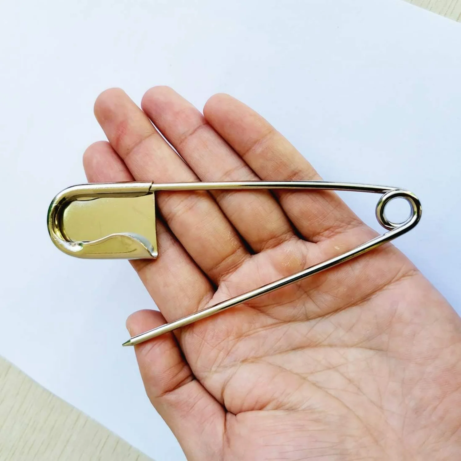 5 Inch Heavy Duty Jumbo Stainless Steel Safety Pins-Set of 5 Silver Color Safety Pins for Laundry, Blanket, Key Rings, Outdoor