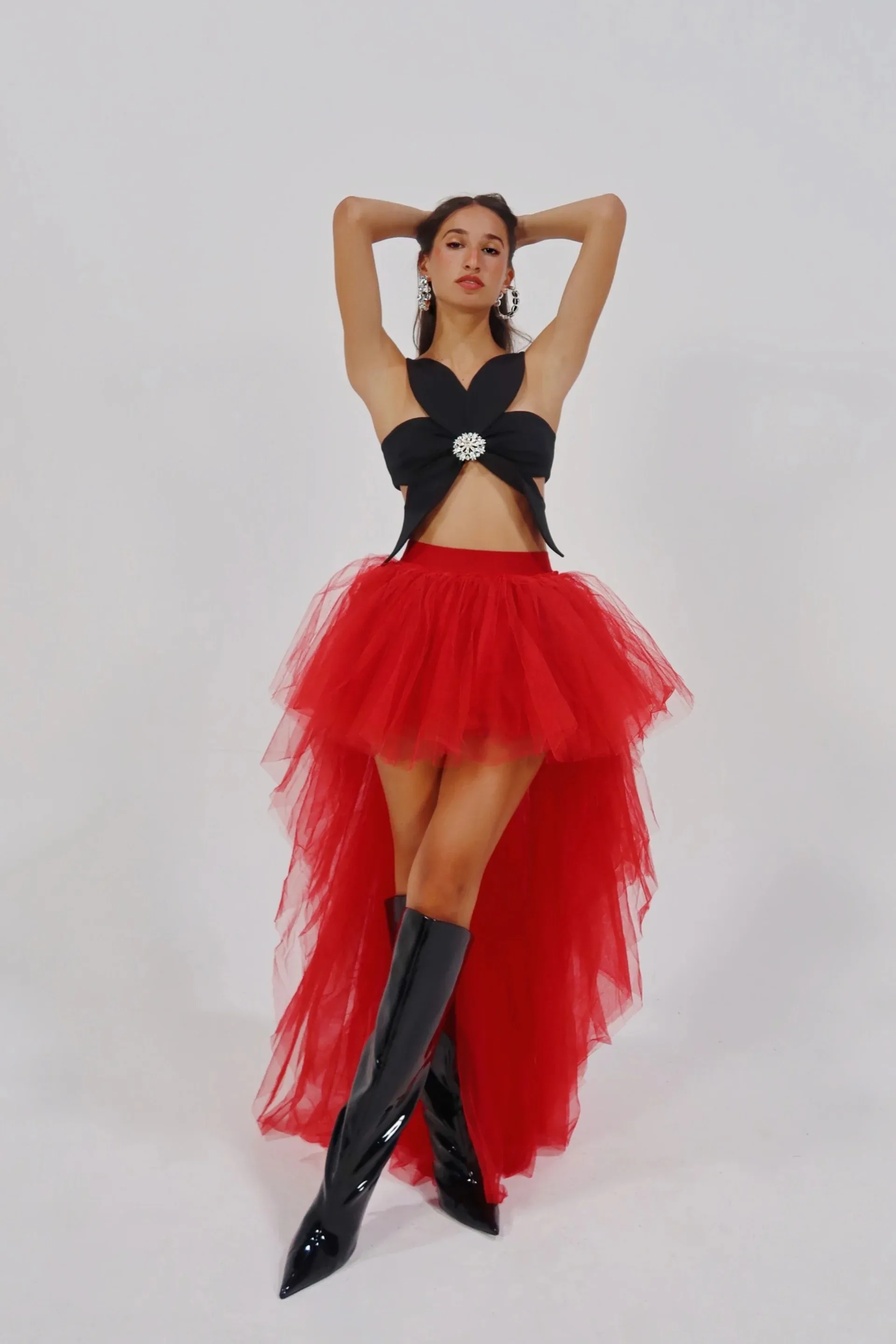 Waist Cinching Flattering Petticoat For Women Long Tulle Skirt Adult Waves Underskirt Cocktail TUTU Skirt Goth