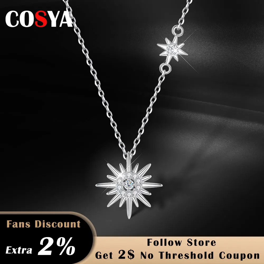 COSYA 0.1CT Moissanite Pendant Necklace For Women Hexagram 925 Sterling Silver Moissanite Diamond Necklaces Fine Jewelry Gift