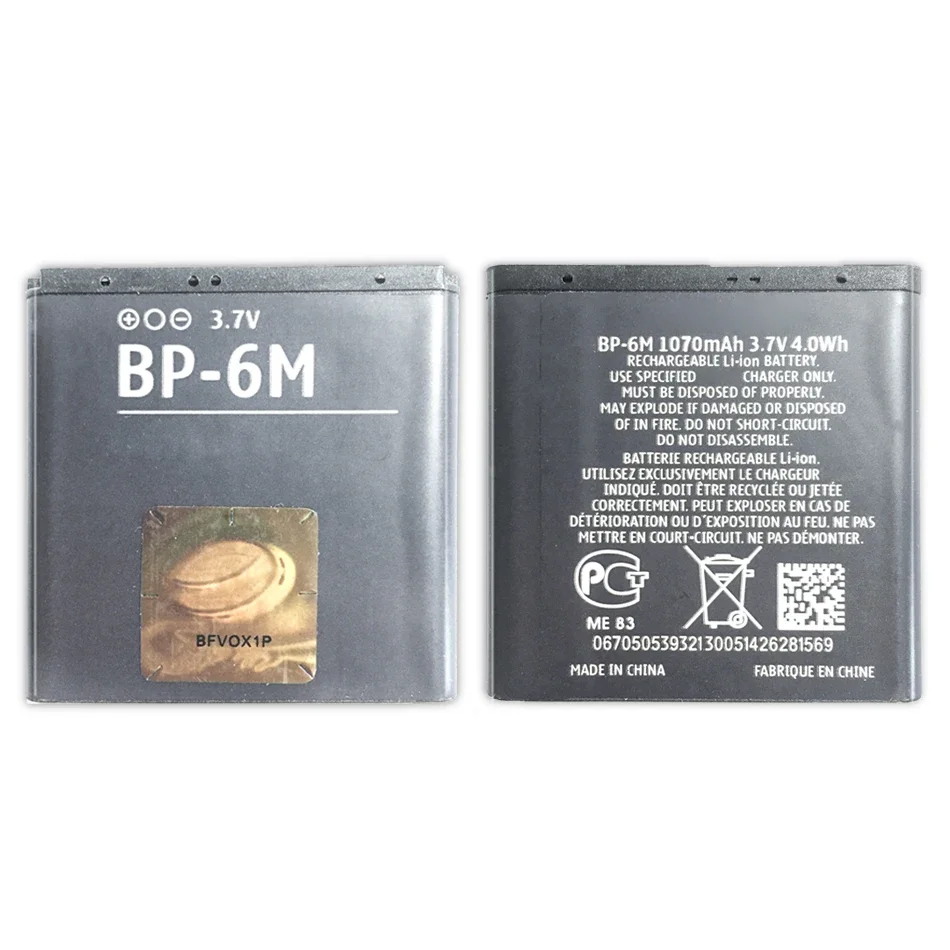 1100Mah Bp-6M Bp6M Bp 6M Batteria Agli Ioni Di Litio Per Nokia N77 N93 N73 N93S 3250 6233 6234 6280 6288 9300 Batteria Di Ricambio