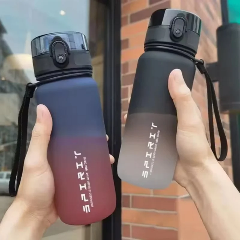 Colorful Leak-Proof Sports Water Bottle with Filter and Portable Strap