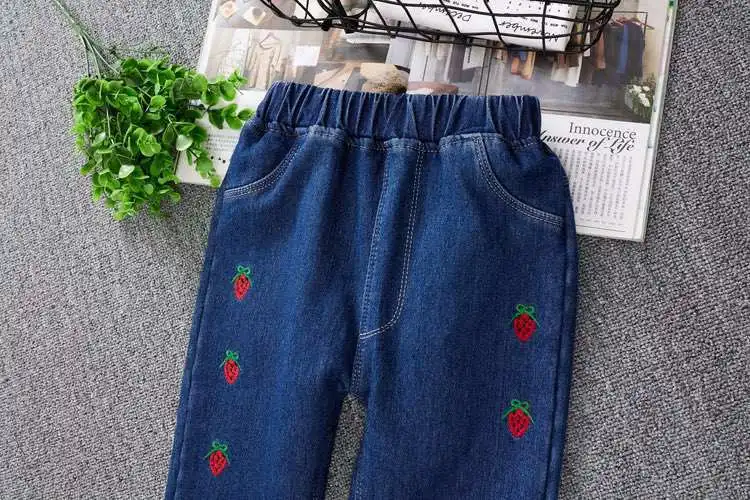 anos calças adolescentes para meninas roupa infantil menina lã de inverno crianças jeans crianças denim calças meninas roupas