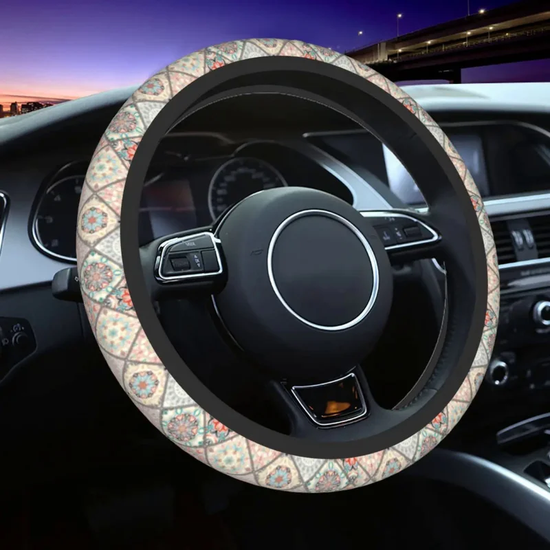 

Mandaraposia Chic Style Car Steering Wheel Cover Portuguese Moroccan Steering Wheel Protective Cover Car-styling Car Accessories