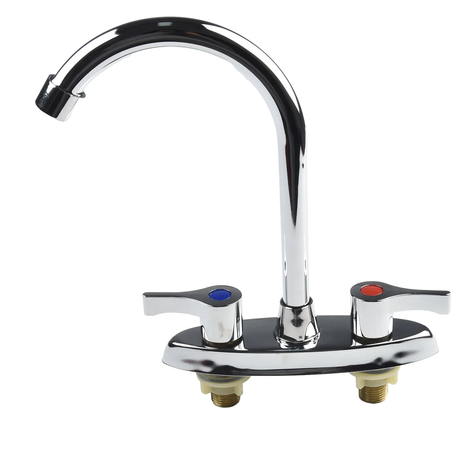 

Brass Double Handle Basin Faucet Double Hole Double Control Rotary Hot And Cold Mixer Tap Kitchen Bathroom Washbasin Faucet