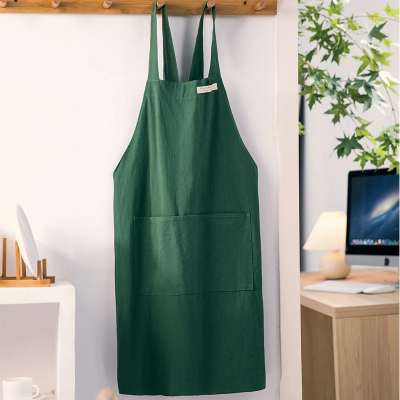 Cotton and Linen Apron Home Coverall  Flower Shop  Painting  Retro Tie-free Apron