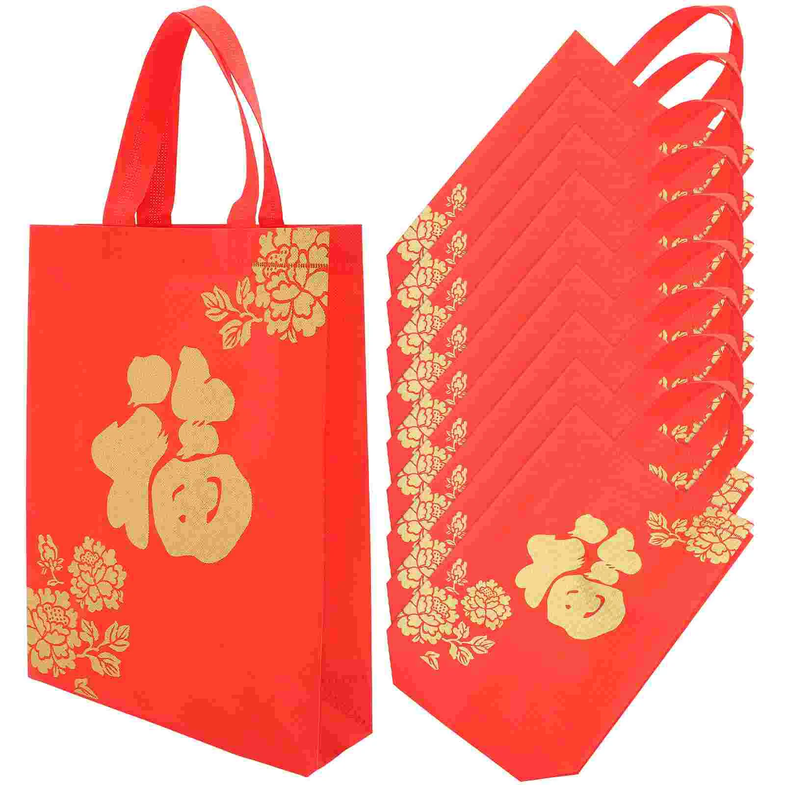 

Chinese New Year Bag with Handles Gift Wrapping Bag Spring Festival Party Chinese Style Nonwovens Bag Holiday Pouch