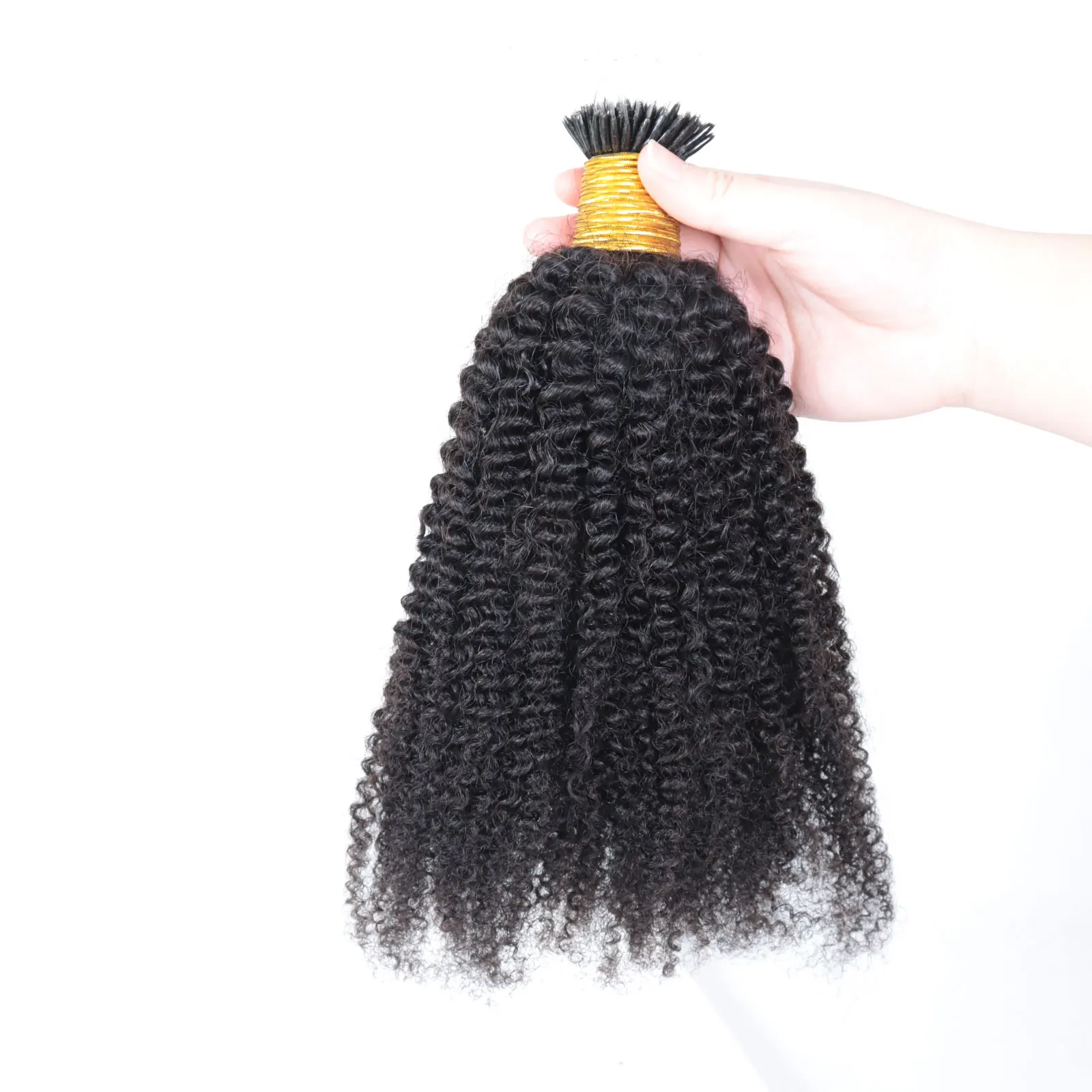 Kinky Curly F Tip Plastic Nano Fearther Microlink Virgin Brazilian Human Hair Extensions Bulk For Black Women 1g/strand