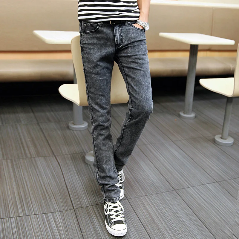 Spring And Autumn 2022 Teenagers Denim Plus Size Men's Jeans Korean Small Feet Pants Slim Stretch Casual Teenagers Pencil Pants