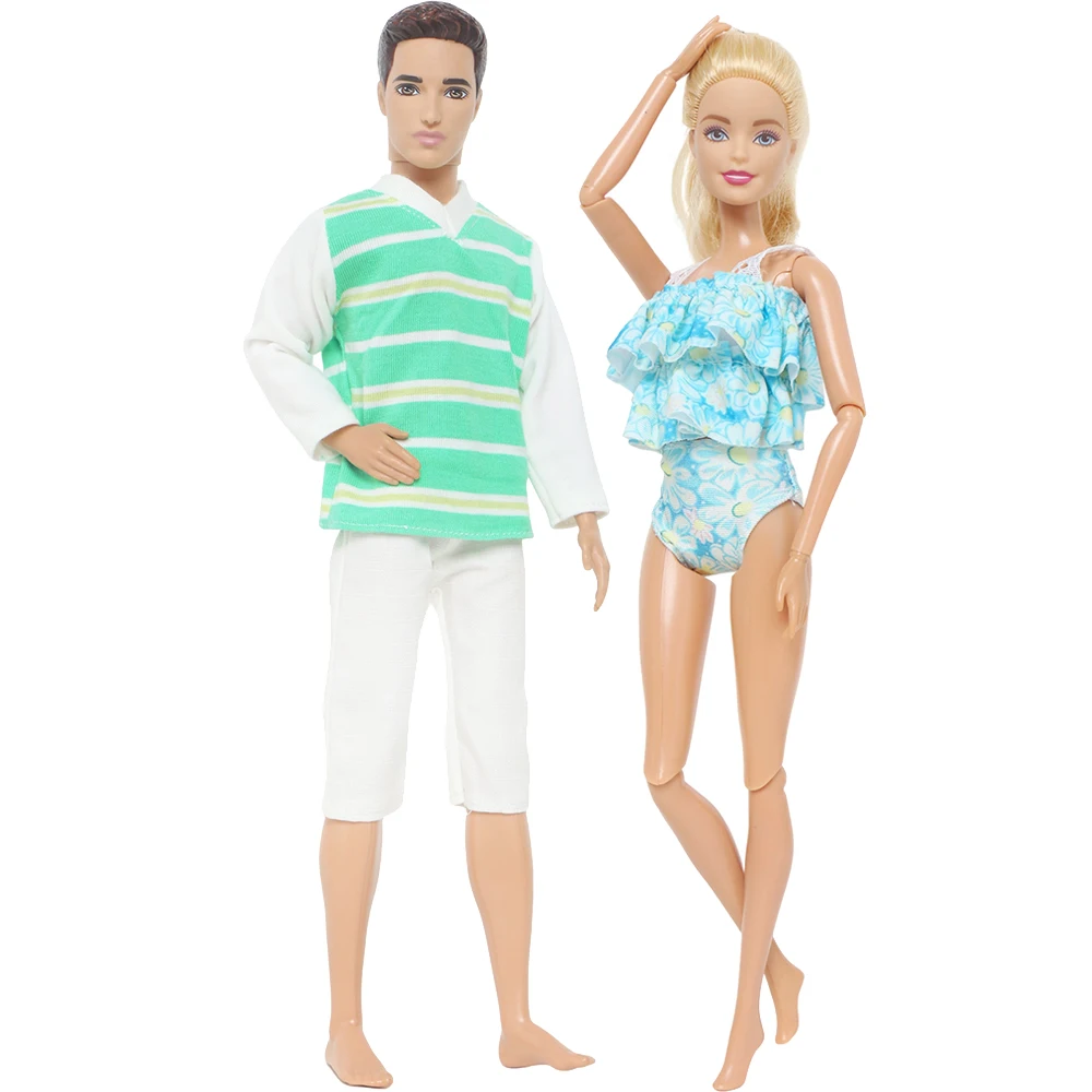 Doll Dress 2 Set Couples Wear Outfit Mini Princess Gown Men Suit Trousers Party Wear Clothes for 30cm 11.5 Inch Doll Accessories doll clothes