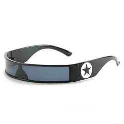 Futuristic Star Style Unisex Wrap Around Punk Sunglasses (Black)