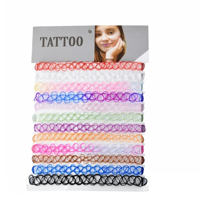 12Pcs Vintage Neck Tattoo Choker Elastic Women Necklace Punk Tattoo Choker  Stretch Necklace Jewelry Girls Chokers Necklaces - AliExpress