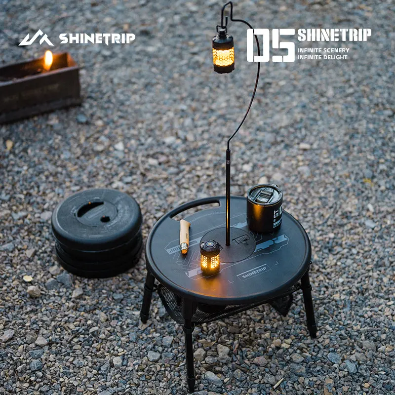 Tavolo da campeggio portatile ShineTrip, tavolo pieghevole da picnic e barbecue, tavolo rotondo piccolo multifunzionale regolabile in altezza - immagine 5