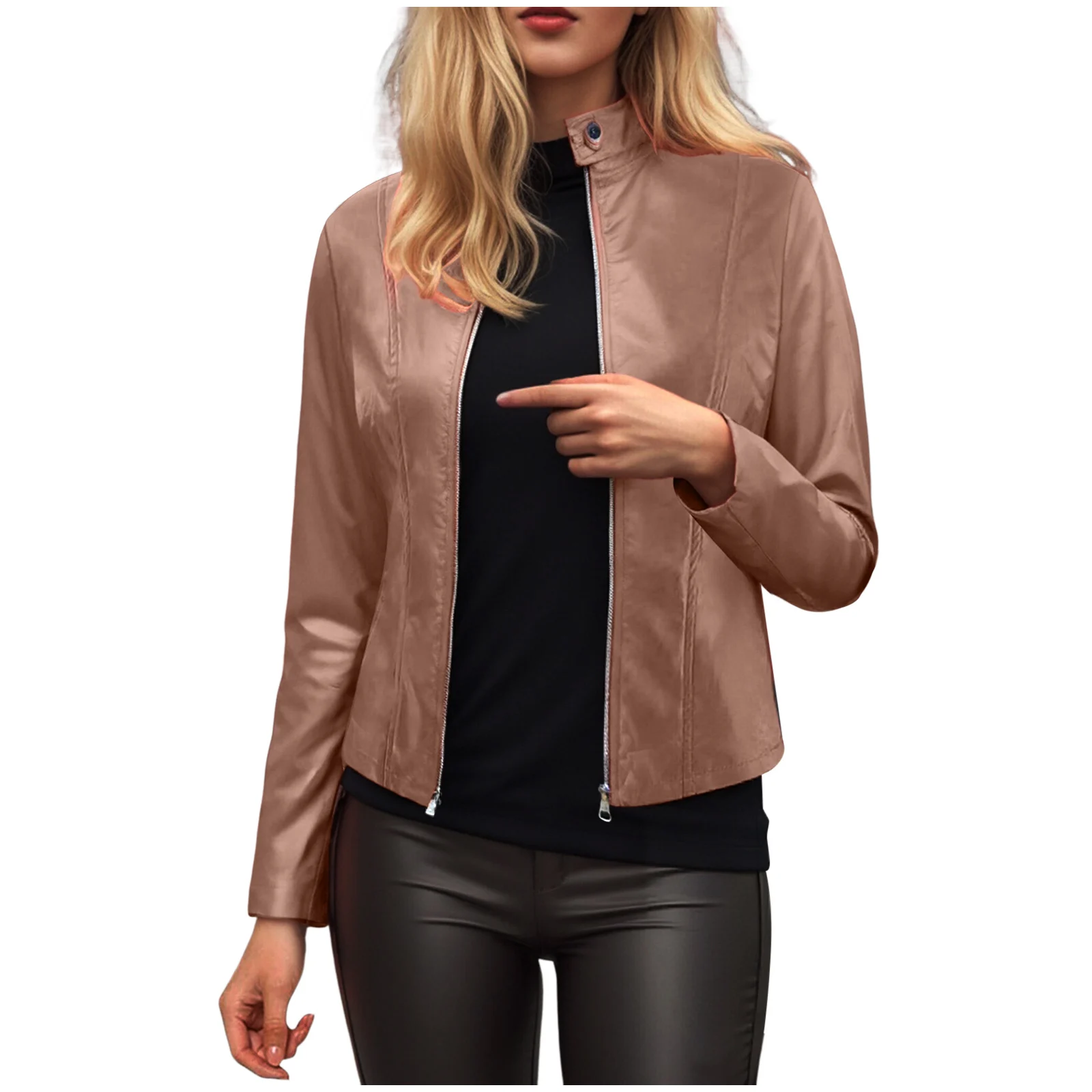 Women’s Slim Fit Faux Leather Moto Jacket