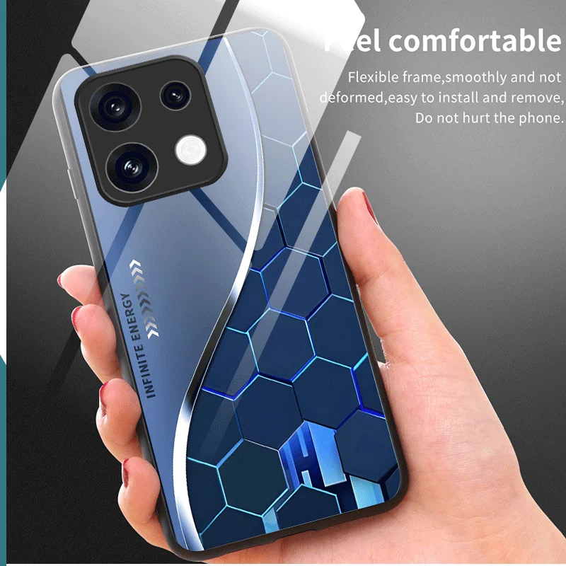 Gradient Color Pattern Tempered Glass Protective Case - Premium Back Shell s