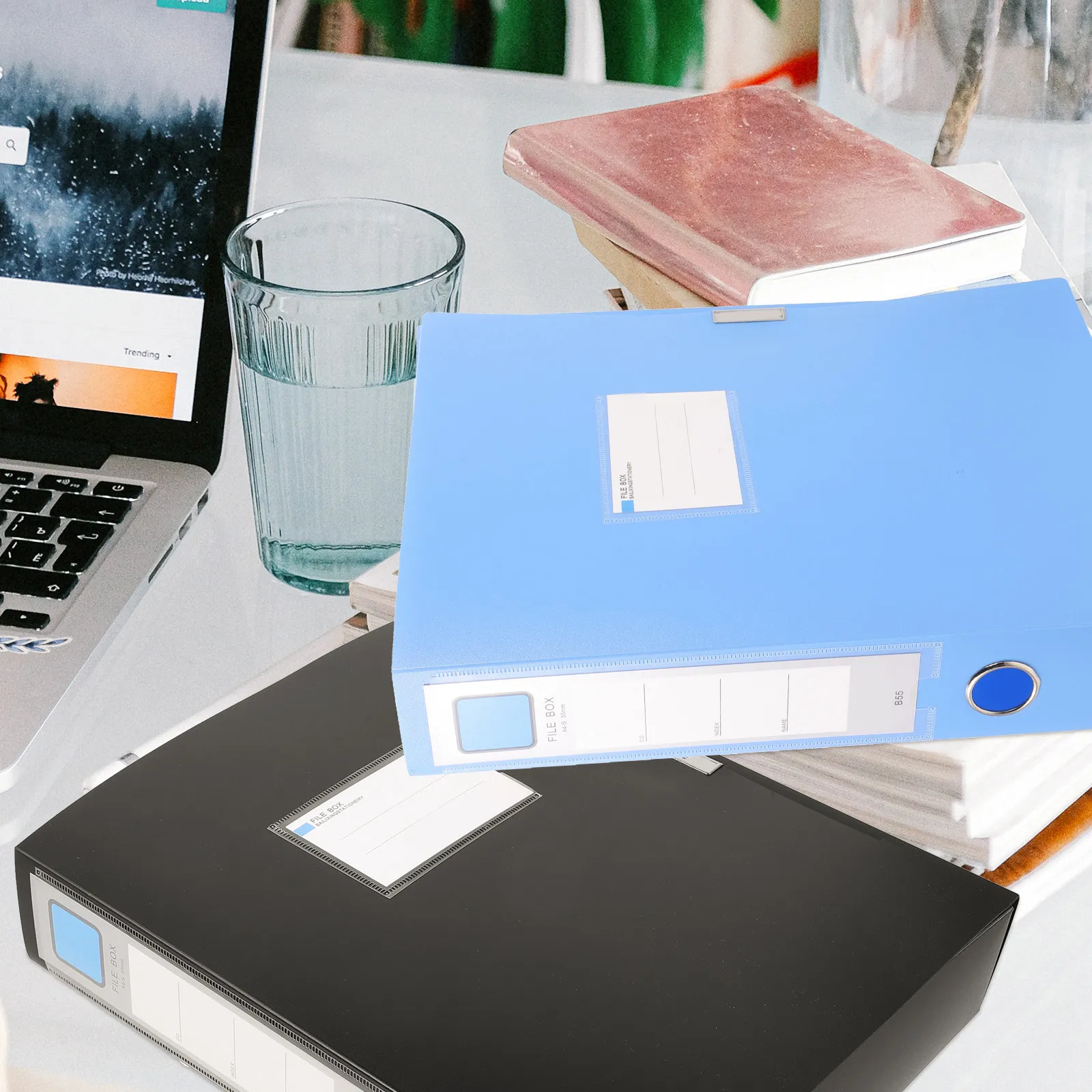 2Pcs 대용량 파일 상자 A4 문서 정리함 내마모성 PP 파일 폴더 케이스 사무실용 데스크탑 스토리지 솔루션