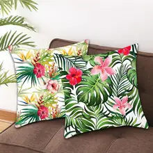 

Flower Pattern Pillowcase Easy Insertion Polyester Peach Skin Hidden Zipper Throw Pillow Cover for Living Room