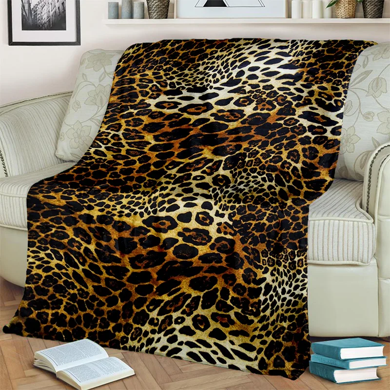 3D Wild Leopard Stripe Print Series throw blanket Soft Throw Blanket for Home Bedroom Bed Sofa Picnic Travel Office Cover Blanket Kids