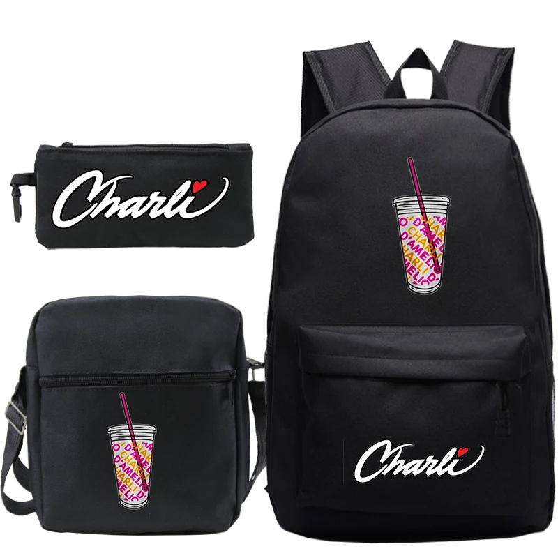 

Charli Damelio Canvas Backpack Ice Coffee Splatter Knapsacks Girls Boys School Bags Crossbody Bags Pencil Case 3Pcs/Set Knapsack