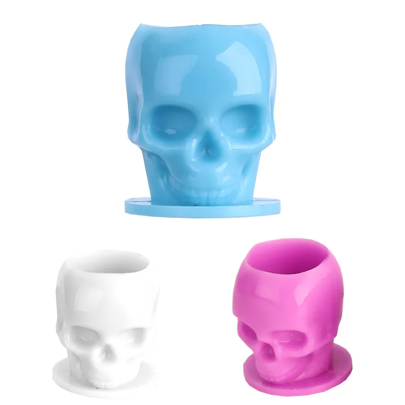 

200Pcs Plastic Disposable Tattoo Ink Cups With Base Skull Coloring Cup Tattoo Accessory Permanent Makeup for Tattoo Artists