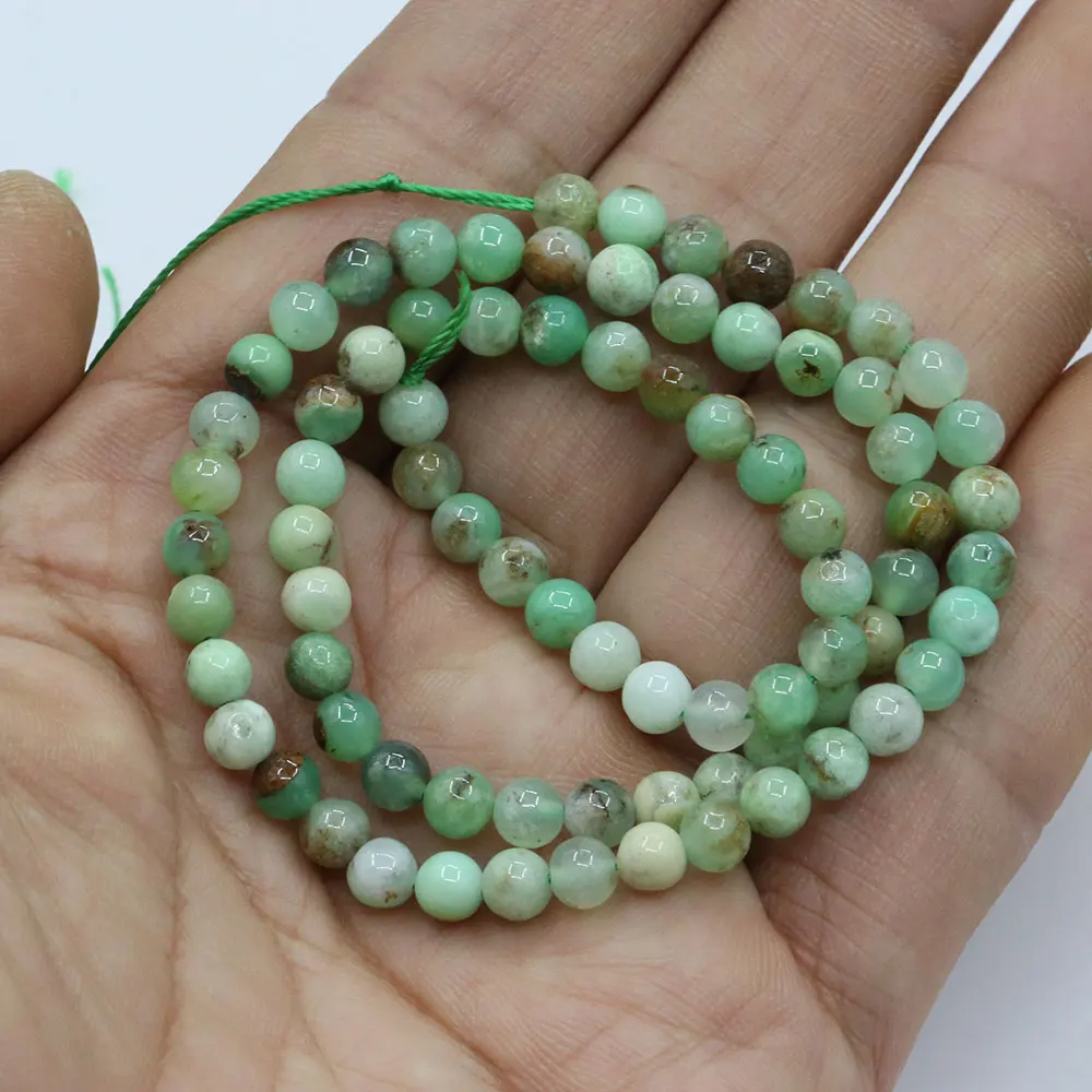 

APDGG 5mm Natural Green Chrysoprase Smooth Round Real Gemstone Loose Beads 15.5" Strand Jewelry Making DIY
