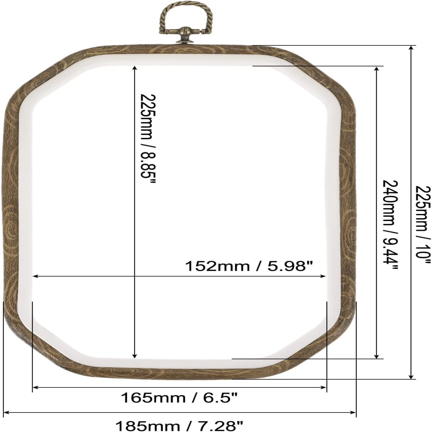 Embroidery Hoop Frame 9x6.5 Inch Octagon Imitated Wood Cross-Stitch Ring for Art Sewing Ornament