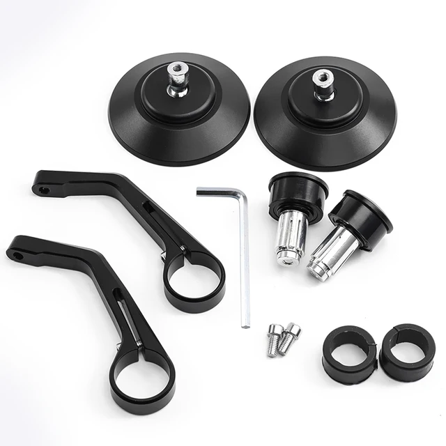 Motorcycle Rear View Mirror Black 7/8" Round CNC Cafe Racer Parts Motorcycle Side Mirror Bar End Motorbike For Kawasaki Black