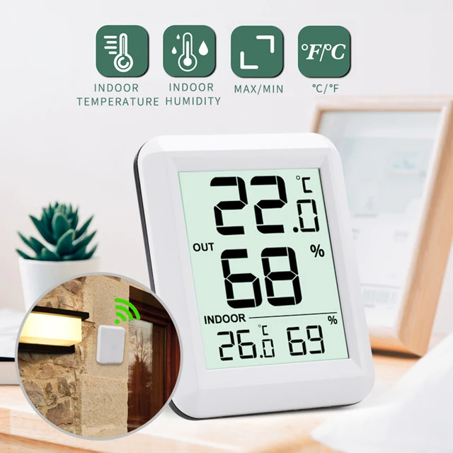 Wireless Indoor Outdoor Thermometer Hygrometer Hanging/Desktop Storage  Gadget for Home Dormitory Bedroom Temperature B03E - AliExpress