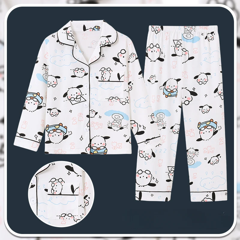 Kawaii Sanrio Children Pajama Sets Cardigan Comfortable Soft Breathable Night Clothes Boys Girls Suitable Housewear Autumn 3