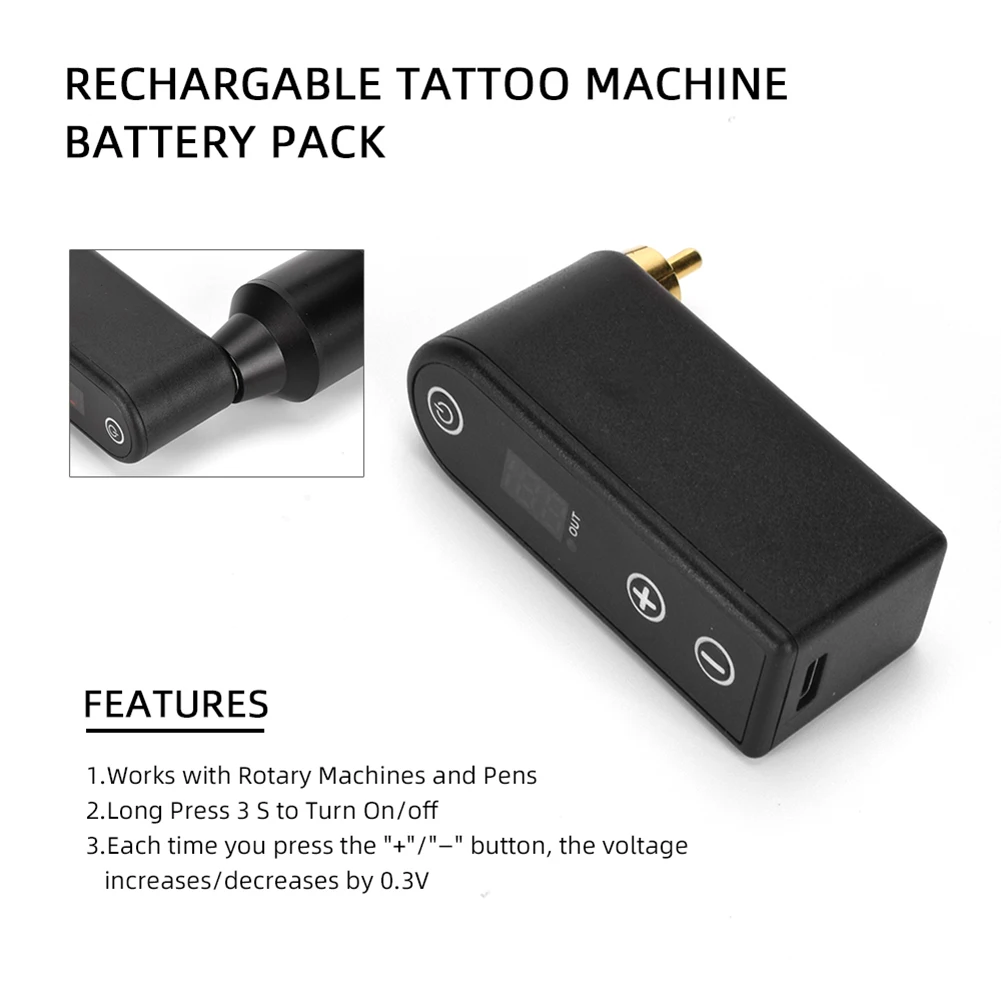 Wireless Tattoo Power Supply RCA Connector 2000mAh Tattoo Battery for Pen Machines Supplies Accessories