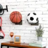 Ball Stand Holder for Basketball Wall Mount Football Display Stand Wood & Metal Storage Rack for Volleyball Softball Scarves 3