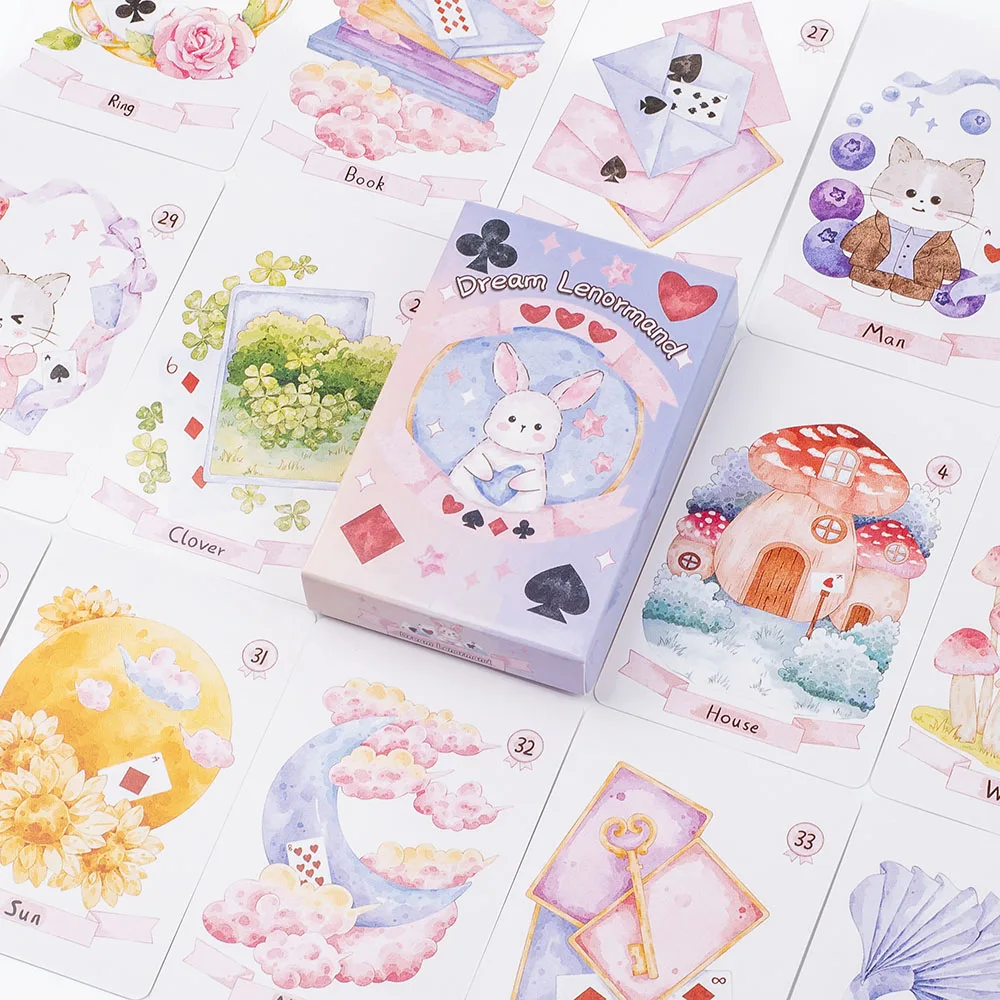 Dream Lenormand Tarot Card Deck 43 Cards Oracle Board Game for Kids Family Friends 8.9 x 5.7cm