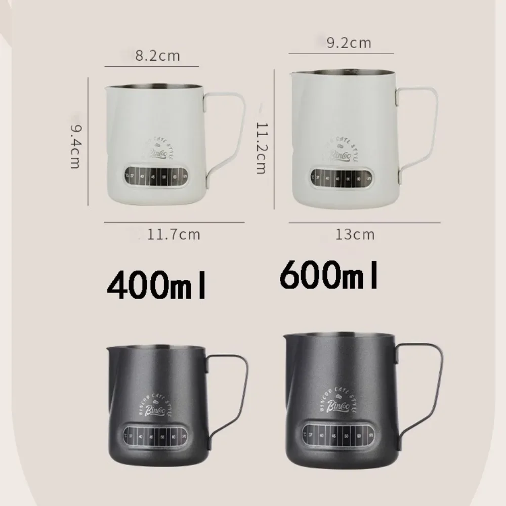 Milk Frothing Jug 400ml Temperature Display Stainless Steel For Latte Art Coffee Barista Accessory