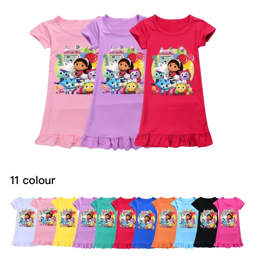 GabbysDollhouseChildrenClothesKidsSummerPajamasDressBabyGirls