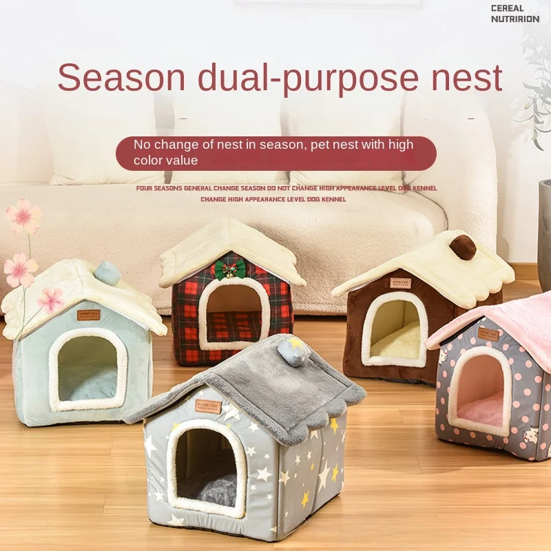 Foldable Cat/dog Pet Nest Detachable and Washable Cat House Dog House Indoor Cat Nest Suitable for Small and Medium-sized Pets dog house